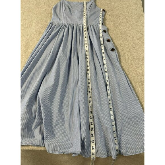 Urban Outfitters Women’s Large Midi Dress Flair Button Side Slit Summer Halter - Picture 13 of 15